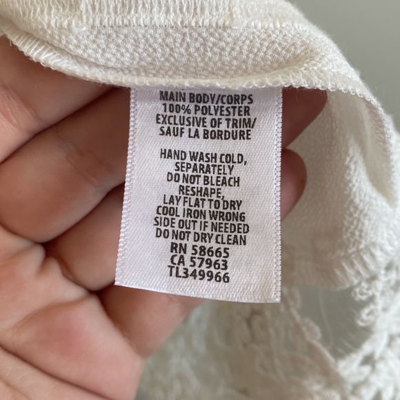 Nordstrom Leith Lace Hem White Peasant Tunic Top Sz Medium - Picture 5 of 7